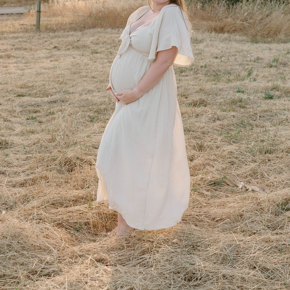 Pinkblush Maternity Cream Maxi Dress